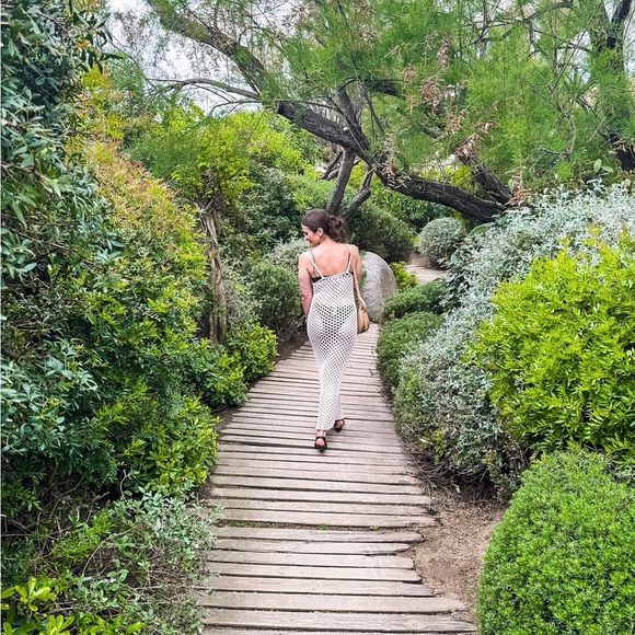 Misa Los Angeles Ursula Tank Crochet Midi Slip Dress Natural / Ivory Medium M - Picture 8 of 9